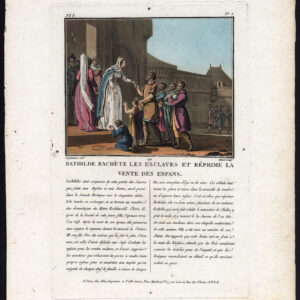 Antieke prent-SAINT BALTHILD VAN ASCANIA-CLOVIS II-SLAVE-Moret-Desfontaines-1791