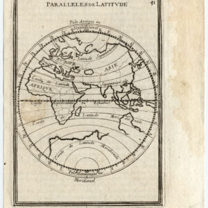 Antieke Kaart Oostelijk Halfrond Latitude Parallel Wereld 1750