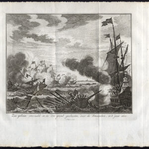 Antieke Prent-GALLEY-SCHIP-TACHTIG JAAR OORLOG-NEDERLANDSE STATEN-Fokke-1750