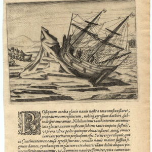 Antieke Prent-SHIP-ARCTIC VOYAGE-WILLEM BARENTSZ-P 9-De Bry-Van Linschoten-1601