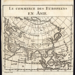 Antieke Kaart Azië Handel Ports Europese Handel Bourgoin 1742