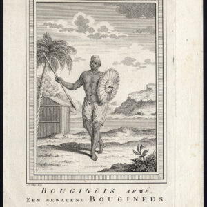 Antieke prent-BUGINESE MAN-SULAWESI-INDONESIË-WARRIOR-WAPEN-Van Schley-1750