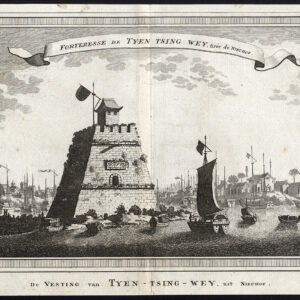 Antieke prent-TIANJIN-TIENCIEN-SHIPS-CHINA-FORTRESS-Nieuhof-Van der Schley-1750