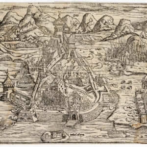 Antieke prent-FORTIFICATION-FORTRESS-WAR-BATTLE-JULIA CESAREA-1600