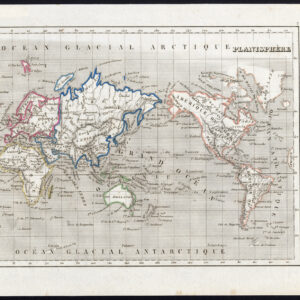Antieke Kaart Wereldkaart Mercator'S Projection 1850
