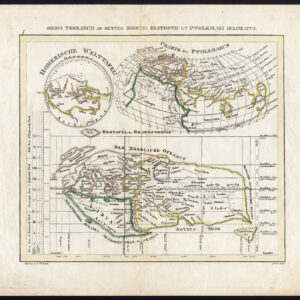 Antieke Kaart Wereldkaart Homerus Ptolemeaus Eratosthenes Ciliax Weiland 1825