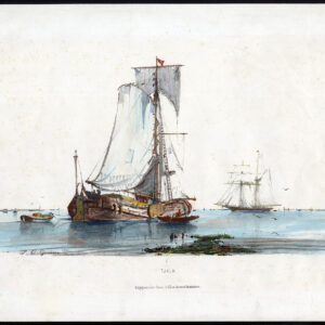 Antieke Prent-SCHIP-TJALK-ZEILVAART-Greive-1870