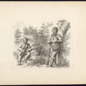Antieke prent-MANNEN MET GEWEREN-GUN-WAPEN-Marcus-1816