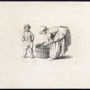 Antieke Prent-VROUW-JONGEN-KLOMPEN-HOUTEN SCHOENEN-Marcus-1815