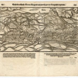 Antieke prent-SALINS LES BAINS-FRANCE-VIEW-FORT BELIN-Munster-1550