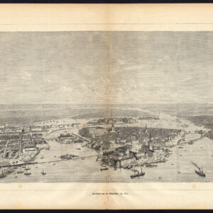 Antieke prent-STOCKHOLM-ZWEDEN-VIEW-SHIPS-Lindstrom-1865