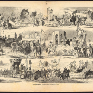 Antieke prent-CARNAVAL PROCESSIE-KOLN-KEULEN-DUITSLAND-Beckmann-Brendamour-1865