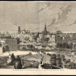 Antieke Prent-ROTTERDAM-NEDERLAND-ZICHT-WILLEMSKADE-WESTERSTRAAT-1885
