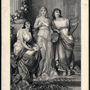 Antieke prent-DE SCHONE KUNSTEN-POËZIE-MUZIEK-SCHILDERIJ-VROUWEN-MUSE-Schweninger-1895