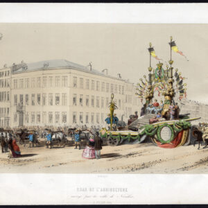 Antieke prent-BRUSSEL-FESTIVAL FLOAT-LANDBOUW-LEOPOLD I-BELGIË-Canelle-1856