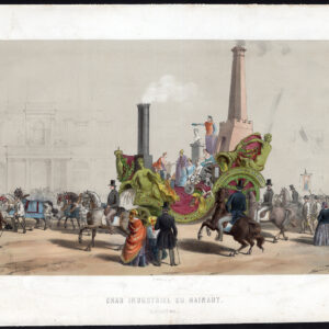 Antieke prent-BRUSSEL-FESTIVAL FLOAT-INDUSTRIE-LEOPOLD I-BELGIË-Canelle-1856