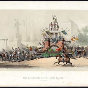 Antieke prent-BRUSSEL-FESTIVAL FLOAT-LIMBURG-LEOPOLD I-BELGIË-Gerlier-1856