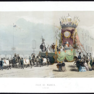 Antieke prent-BRUSSEL-FESTIVAL FLOAT-NAMEN-LEOPOLD I-BELGIË-Canelle-1856