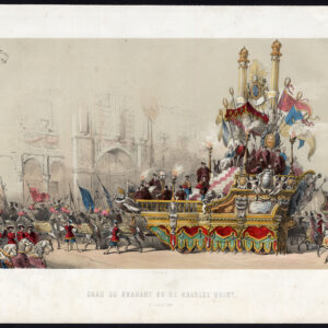 Antieke Prent-BRUSSEL-FESTIVAL FLOAT-BRABANT-LEOPOLD I-BELGIË-Gerlier-1856
