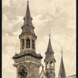 Oude prent-HOTEL DE VILLE-STADHUIS-AALST-ALOST-BELGIË-Baes-1890