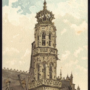 Antieke prent-STADHUIS-OUDENAARDE-AUDENARDE-BELGIË-Baes-1890