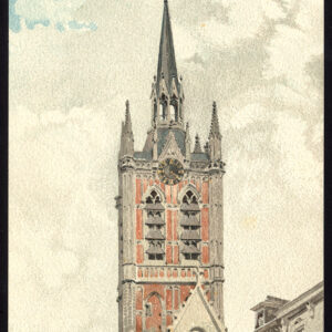 Antieke prent-KERK-EDINGEN-ENGHIEN-BELGIË-Baes-1890