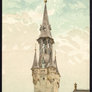 Oude prent-HOTEL DE VILLE-STADHUIS-TOREN-LIERRE-LIER-BELGIË-Baes-1890