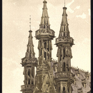 Oude prent-HOTEL DE VILLE-STADHUIS-TOREN-LEEUVEN-LEUVEN-BELGIË-Baes-1890