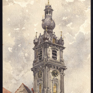 Antieke prent-BELFRY-BEFFROI-MONS-BERGEN-BELGIË-Baes-1890