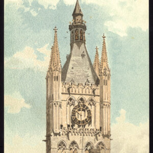 Antieke prent-BELFRY-YPRES-IEPER-BELGIË-Baes-1890