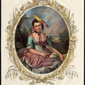 Antieke Print-LANDELIJK KOSTUUM-VROUW-ENGELAND-JURK-SCHAPEN-Vernor Bernard-1857