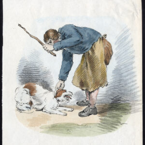 Antieke prent-MAN-DOG-STUDIE-SCHETS-George Morland-1793