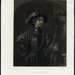 Antieke prent-A WARRIOR-PORTRET-17E EEUW SOLDAAT-Cardon-Rembrandt-1811