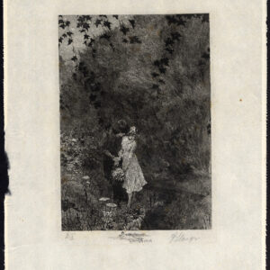 Antieke prent-ROMANTISCHE SCÈNE-ROMANCE-1900