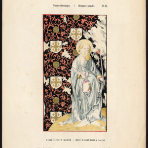 Antieke prent-MUURSCHILDERINGEN-ST BAVO KATHEDRAAL-KERK-HAARLEM-PLAAT III-Kellen-1860