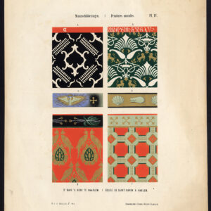 Antieke prent-MUURSCHILDERINGEN-ST BAVO KATHEDRAAL-KERK-HAARLEM-PLAAT IV-Kellen-1860