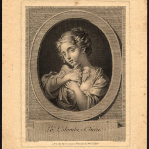 Antieke Master Print-LA COLOMBE CHERIE-GIRL-PIGEON-DUVE-Flipart-Roi-1750