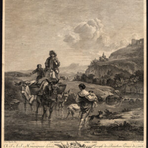 Antieke Master Print-LA BELLE APRES DINE-PASTORALE SCENE-KOE-Le Bas-Dujardin-1750