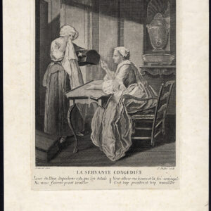 Antieke Master Print-LA SERVANTE CONGEDIEE-DE ONTSLAGEN SERVANT-Duflos-Jeaurat-1770