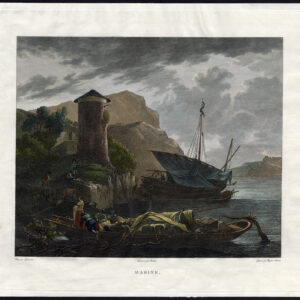 Antieke Master Print-MARINE-BOOT-ZEILSCHIP-VEE-Niquet-Pynacker-1800
