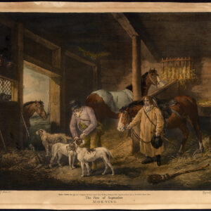 Antieke facsimile print-LAND LEVEN-STABLE-PAARD-DOG-GEWEER-Ward-Morland-1794