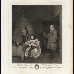 Antieke Master Print-VROUW LEZEN BRIEF-SERVANT-Le Brun-Romanet-Terburg-1780