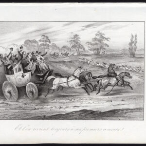 Antieke prent-JACHT-PAARDEN-HONDEN-COACH-Journal des Haras-1845