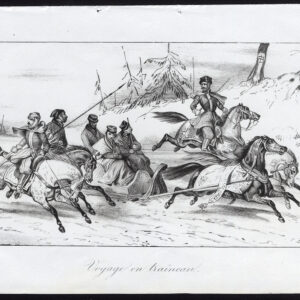 Antieke prent-VOYAGE-SNEEUW-SLED-PAARDEN-Journal des Haras-1845