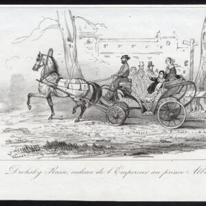 Antieke prent-DROHSKY-KOETS-RUSLAND-PAARD-KEIZER-Journal des Haras-1846