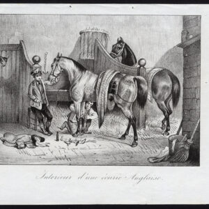 Antieke prent-STAL-PAARDEN-ENGELAND-ECURIE-Journal des Haras-1846