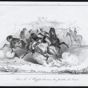 Antieke prent-HIPPODROME-SPEL-PAARDEN-Journal des Haras-1846