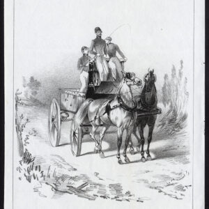 Antieke prent-PAARD-STUDBOERDERIJ-STUDENTEN-KOETS-Journal des Haras-1848