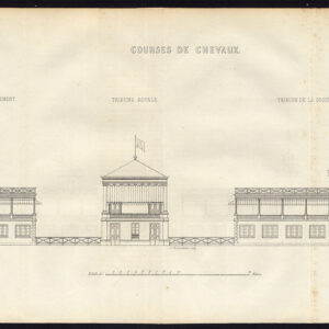 Antieke prent-PAARDRENS-KONINKLIJKE TRIBUNE-regering-Journal des Haras-1848