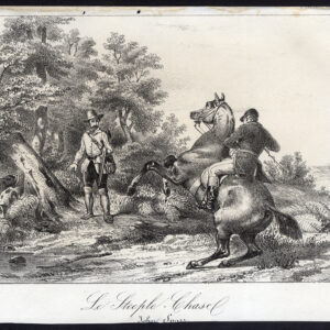 Antieke prent-STEEPLECHASE-PAARD-HOND-Journal des Haras-1851